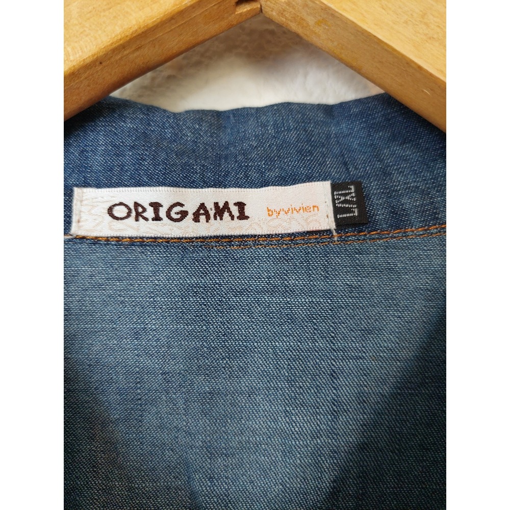 Origami by Vivien Chic Cropped Denim Lace Layer Jacket Size L/XL Boho - Picture 5 of 10